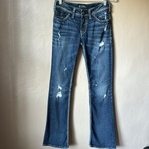 Silver Suki Flap Bootcut Jeans Size 28